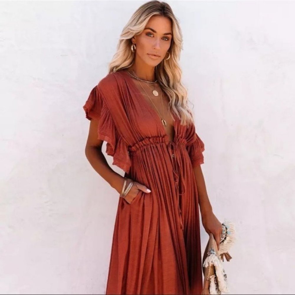 Boho Maxi Dress Beach Cover NEW - Picture 8 of 10